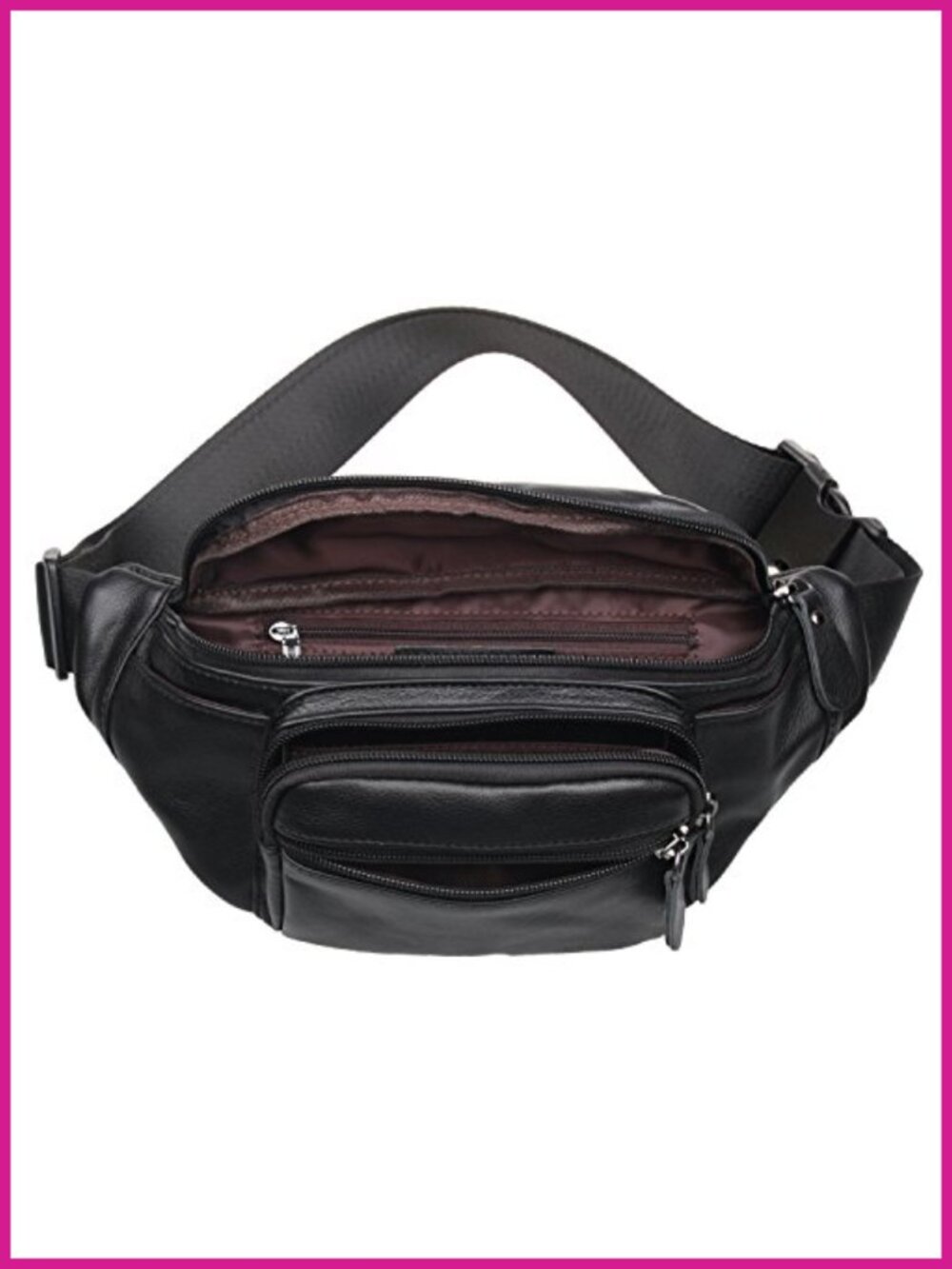 Genuine Leather Fanny Pack Waist Bag Travel Organizer Adjustable Belt - Picture 5 of 6